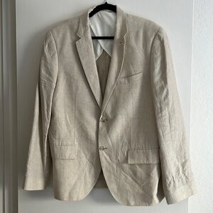 Club Monaco linen cream and tan blazer